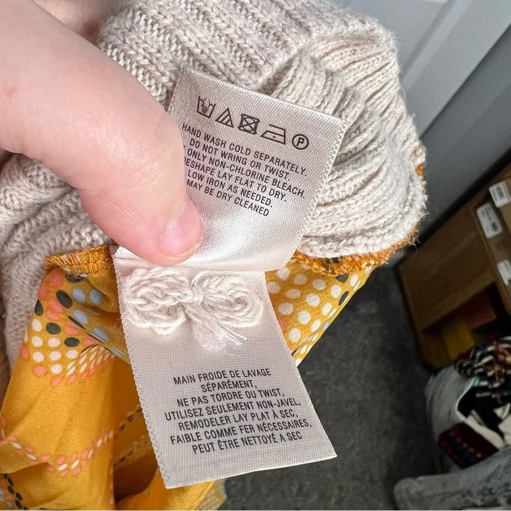 Sz XL Anthropologie Moth Mock Neck Sweater with Mixed Media Back $128 MSRP